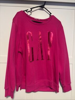 GAP Girls Hot Pink Metallic Logo Sweatshirt